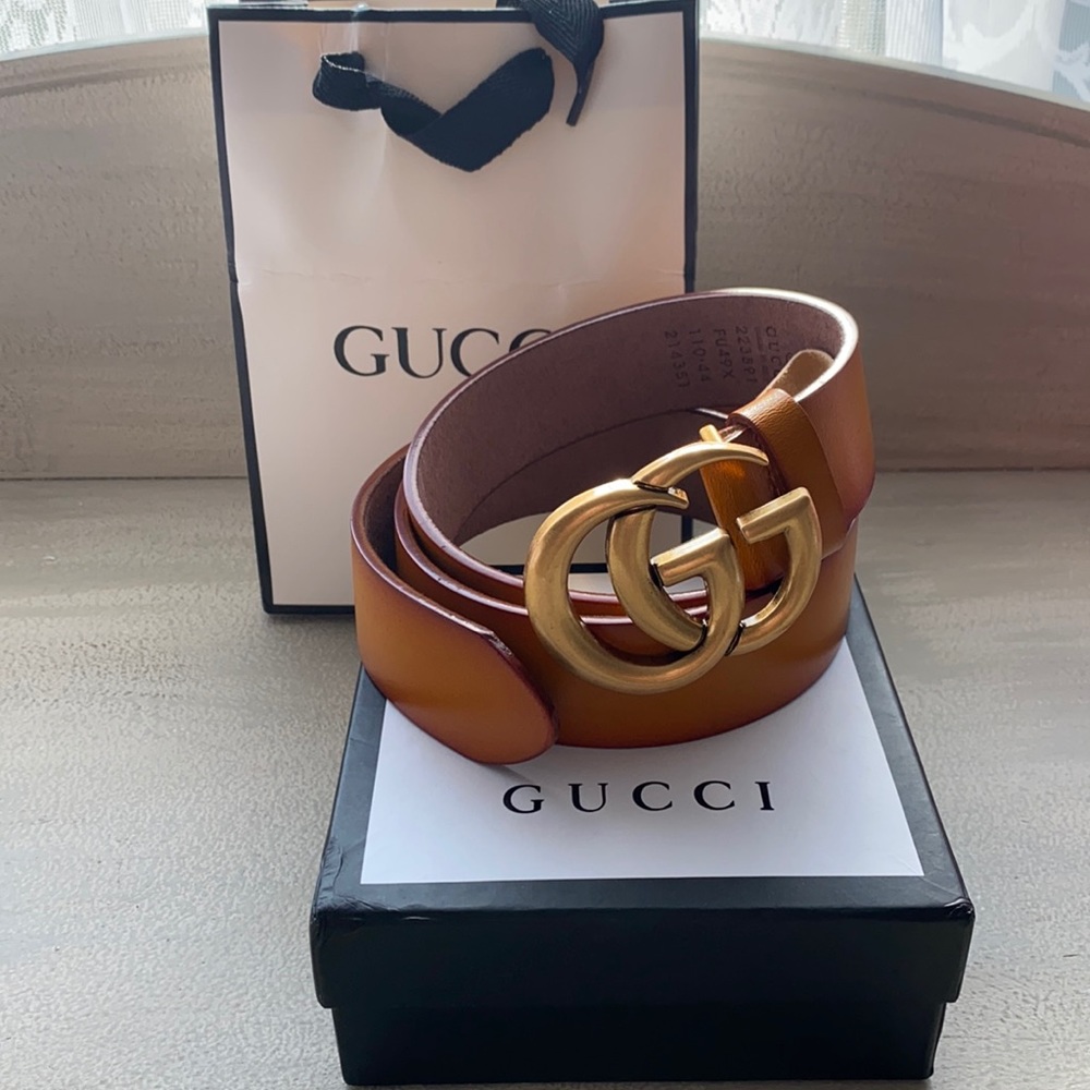 Tan GG leather belt